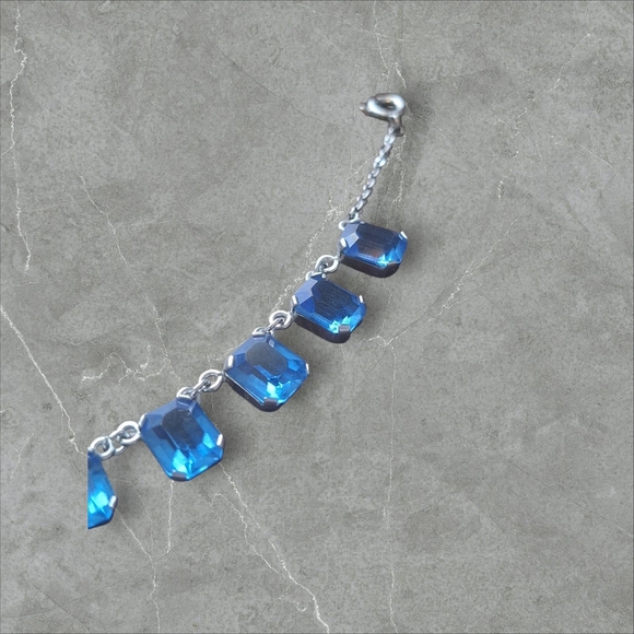 Elegant Blue Gemstone Bracelet 6.5" - Picture 7 of 8